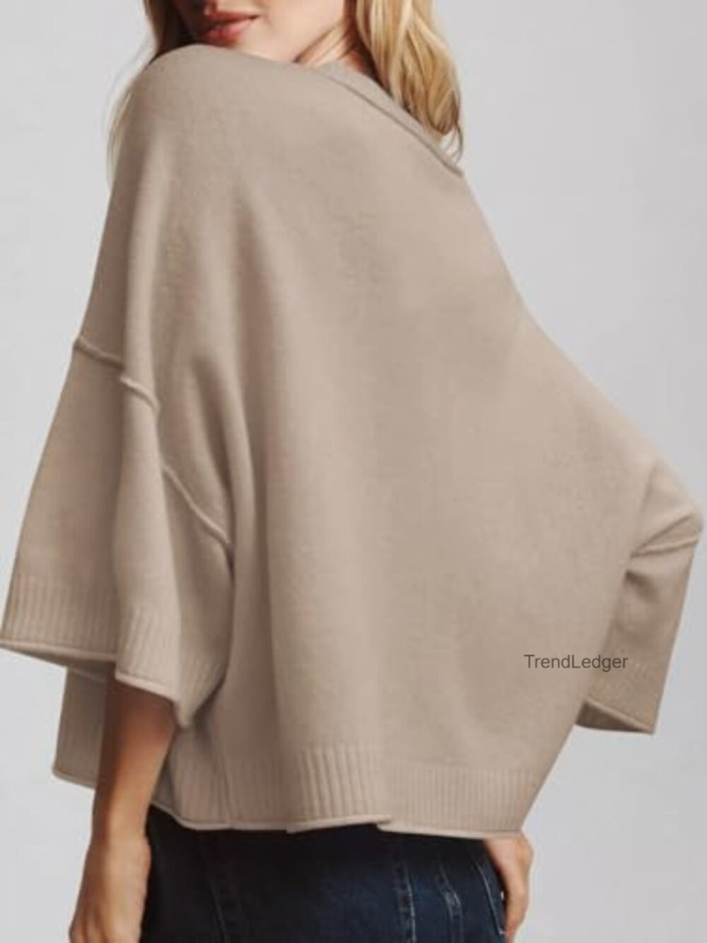 Short Sleeve Oversized Cropped Sweater Lightweight Knit Crewneck Pullover - Picture 4 of 7